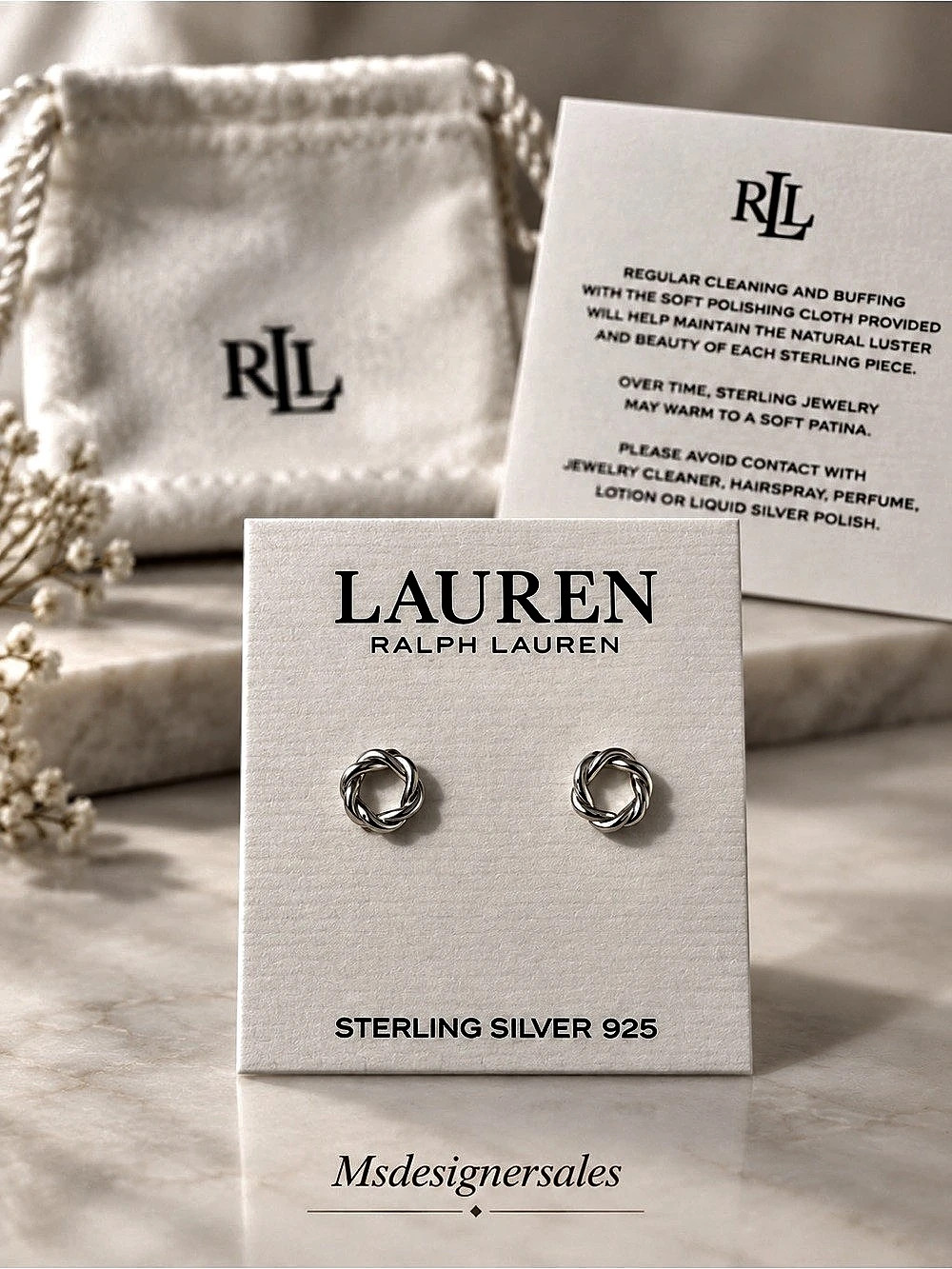 Lauren Ralph Lauren Sterling Silver Twisted Knot Stud Earrings Knot Stud